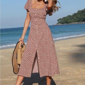 Floral Blush Pink Midi Dress